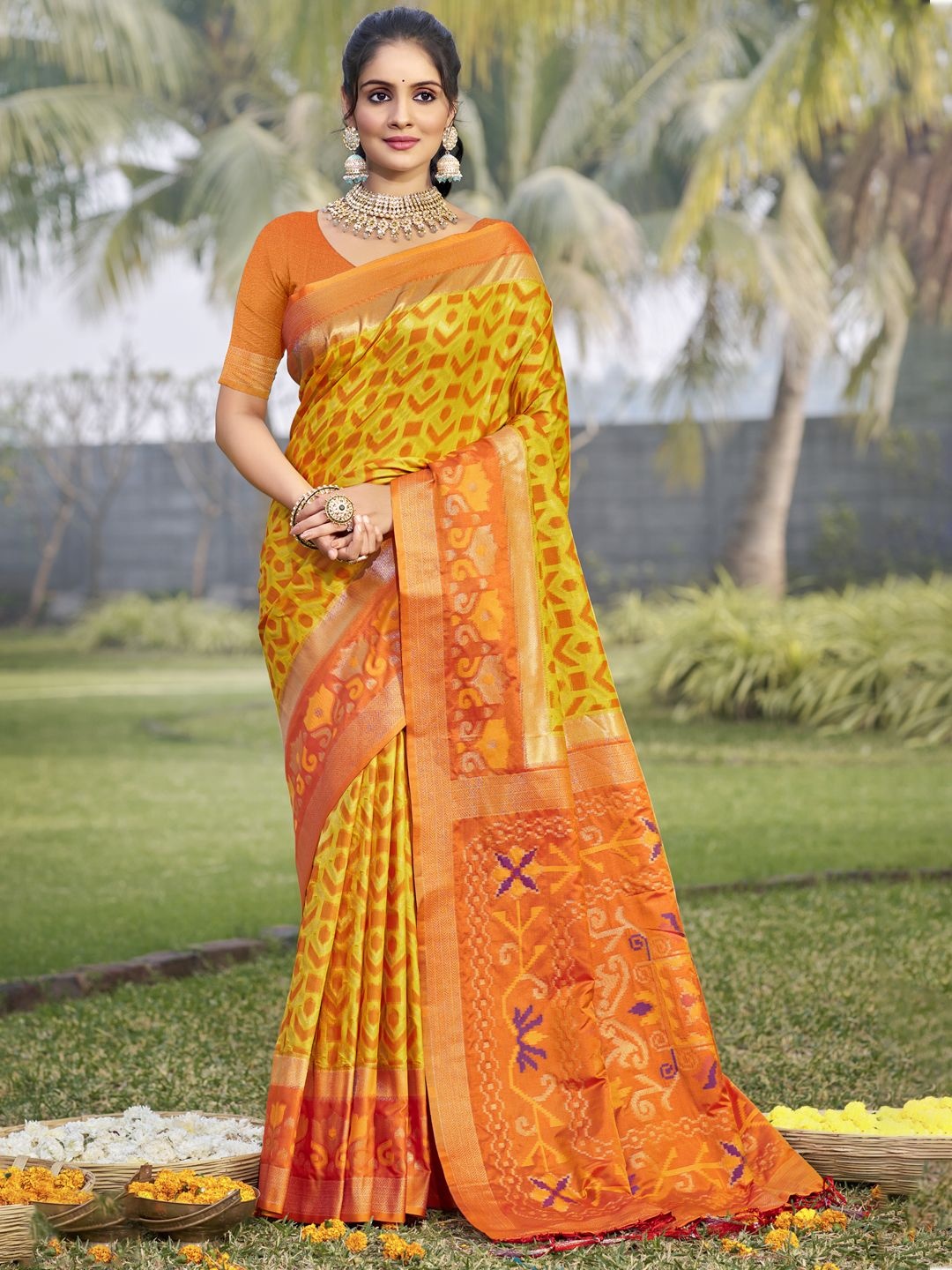 

SANGAM PRINTS Zari Woven Design Tussar Saree, Yellow