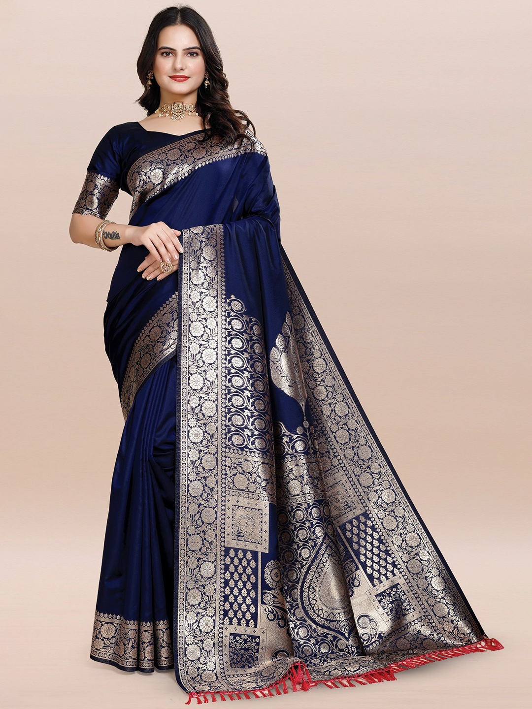

TORONFRAS Woven Design Zari Banarasi Saree, Blue