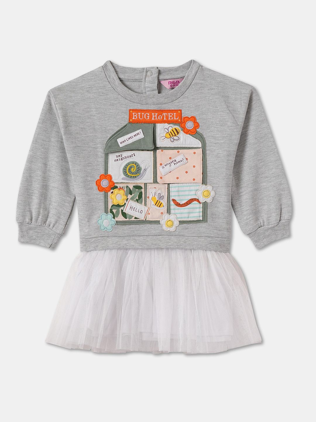 

R&B Girls Printed Sweatshirt, Grey