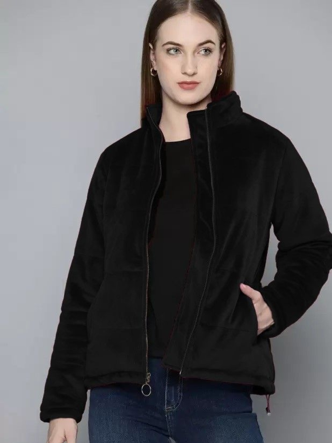 

BAESD Women Mock Collar Solid Casual Lightweight Padded Jacket, Black