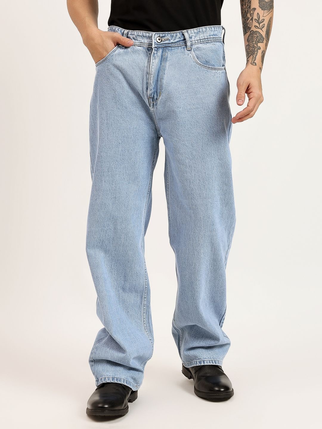 

Nineninety Men Cotton Mid-Rise Comfort Jeans, Blue