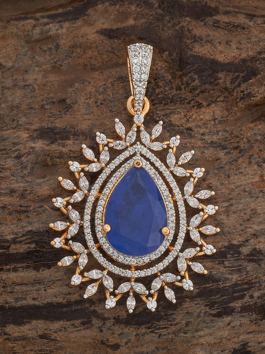 

Kushal's Fashion Jewellery Gold-Plated Cubic Zirconia Studded Pendant