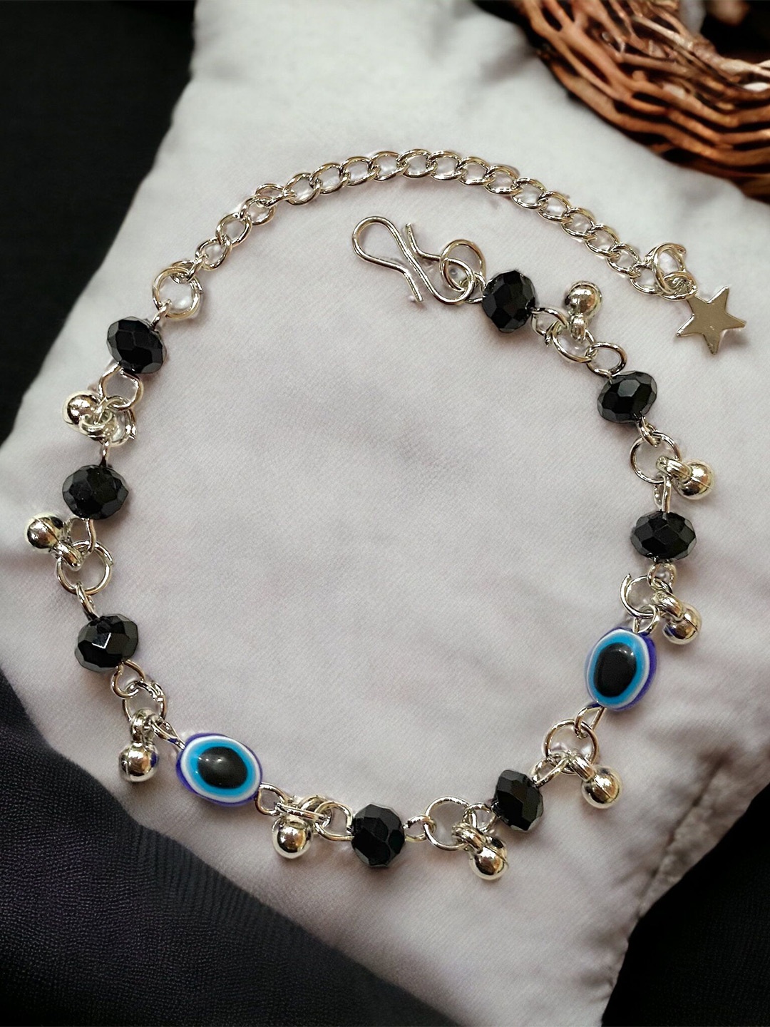 

AARTISAI Beaded Evil Eye Link Bracelet, Black
