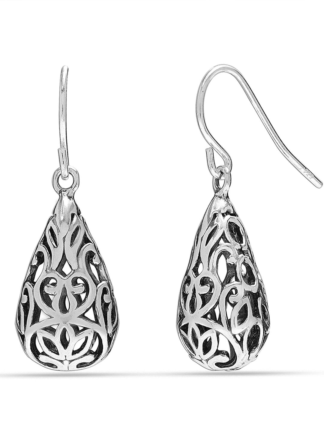 

LeCalla 925 Sterling Silver Rhodium Plated Contemporary Shaped Drop Earrings