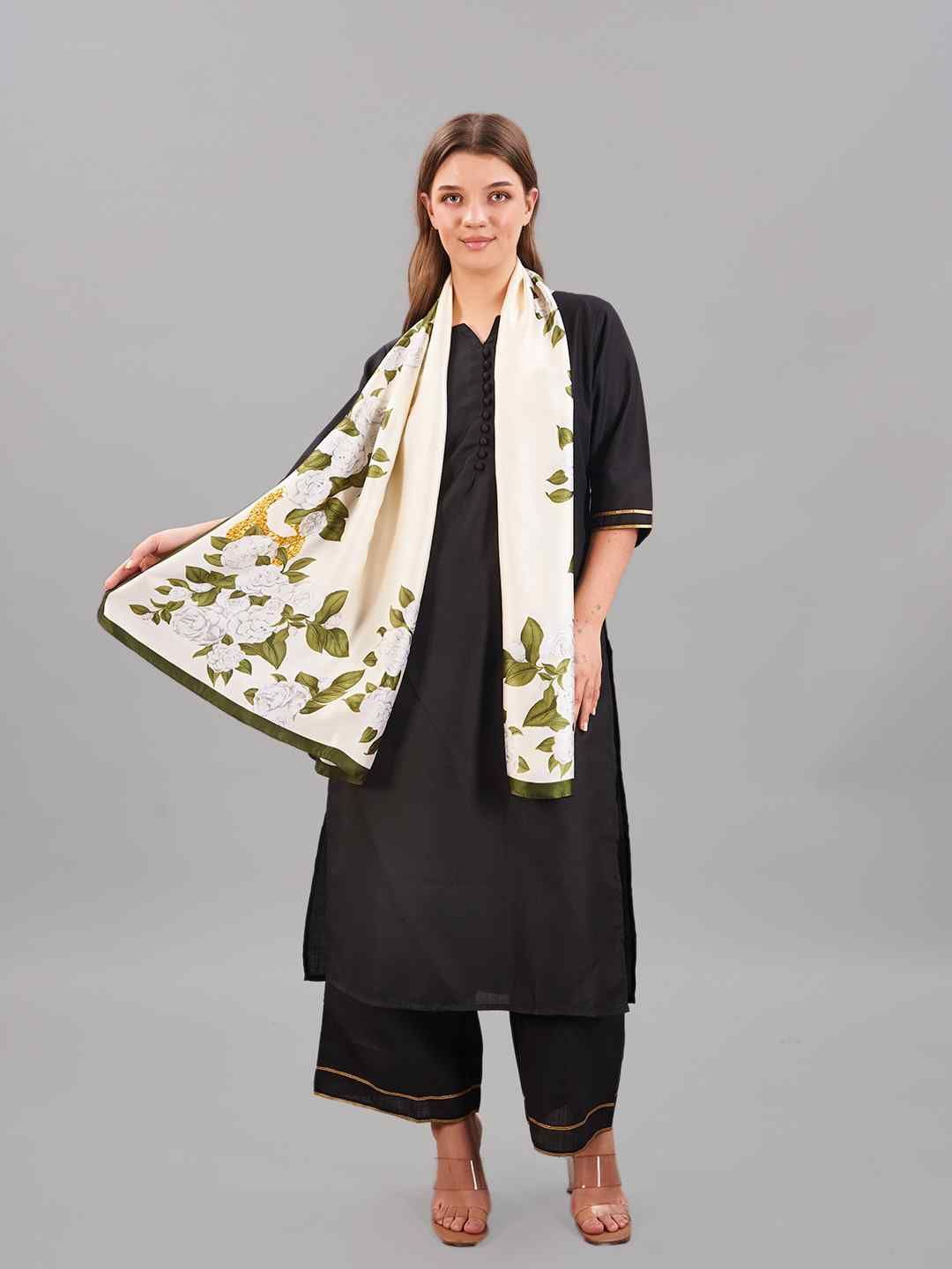 

Tossido Women Printed Stole, Cream