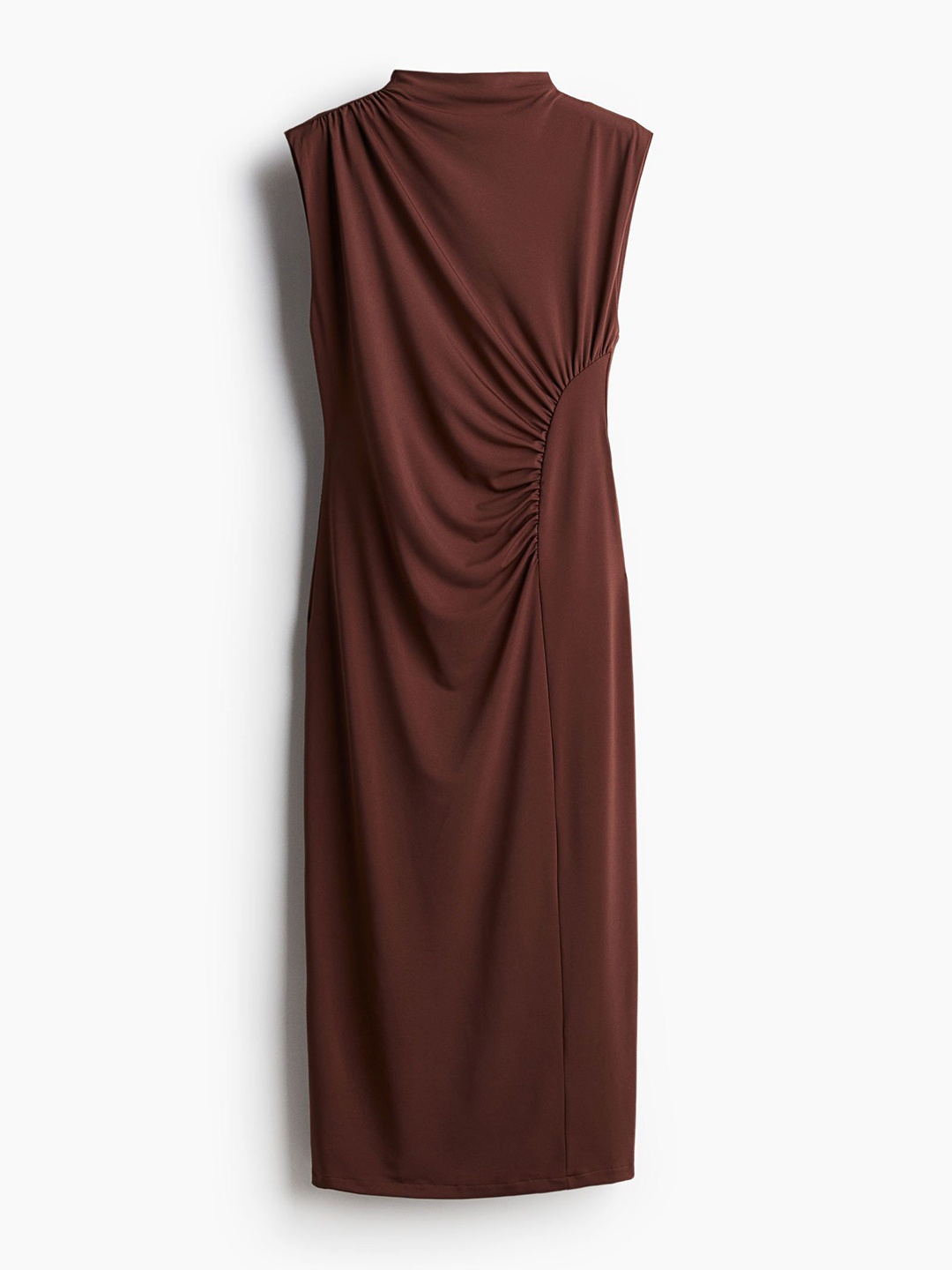 

H&M Draped Turtleneck Dress, Brown