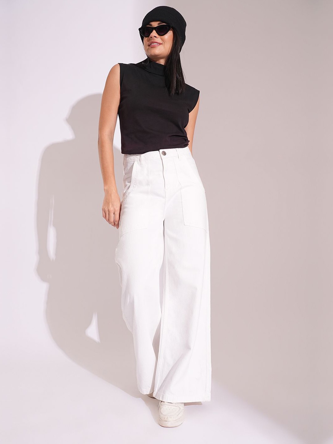 

Globus Cotton High Rise Wide Leg Jeans, White