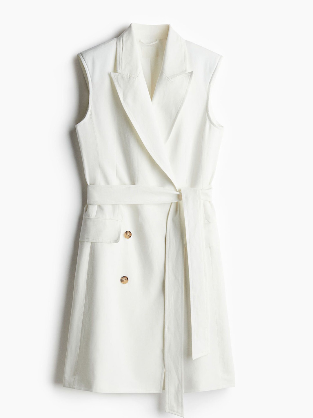 

H&M Linen-Blend Blazer Dress, White