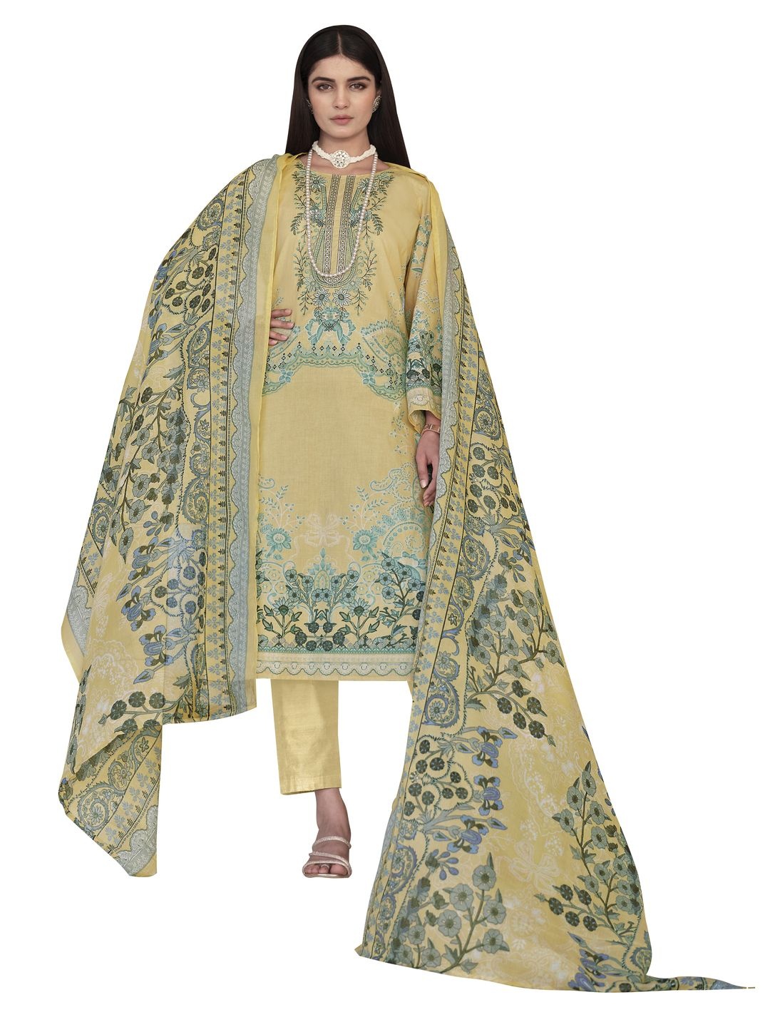 

DRAVINAM Trends Pure Cotton Unstitched Dress Material, Yellow