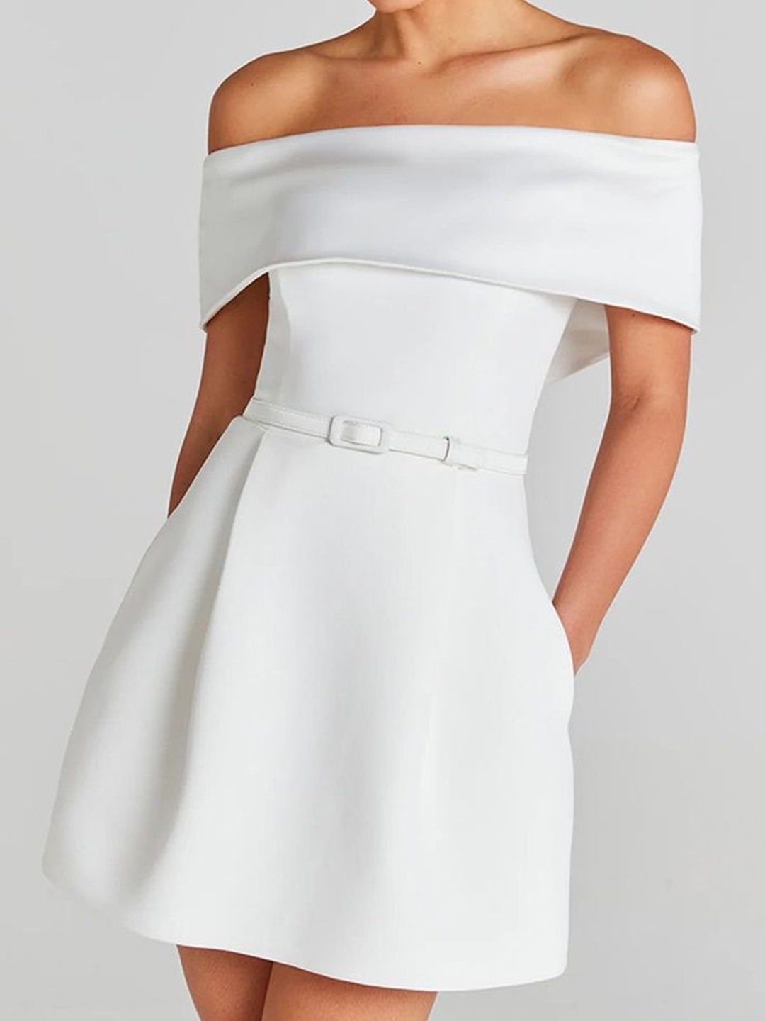 

LULU & SKY Off-Shoulder Fit & Flare Dress, White