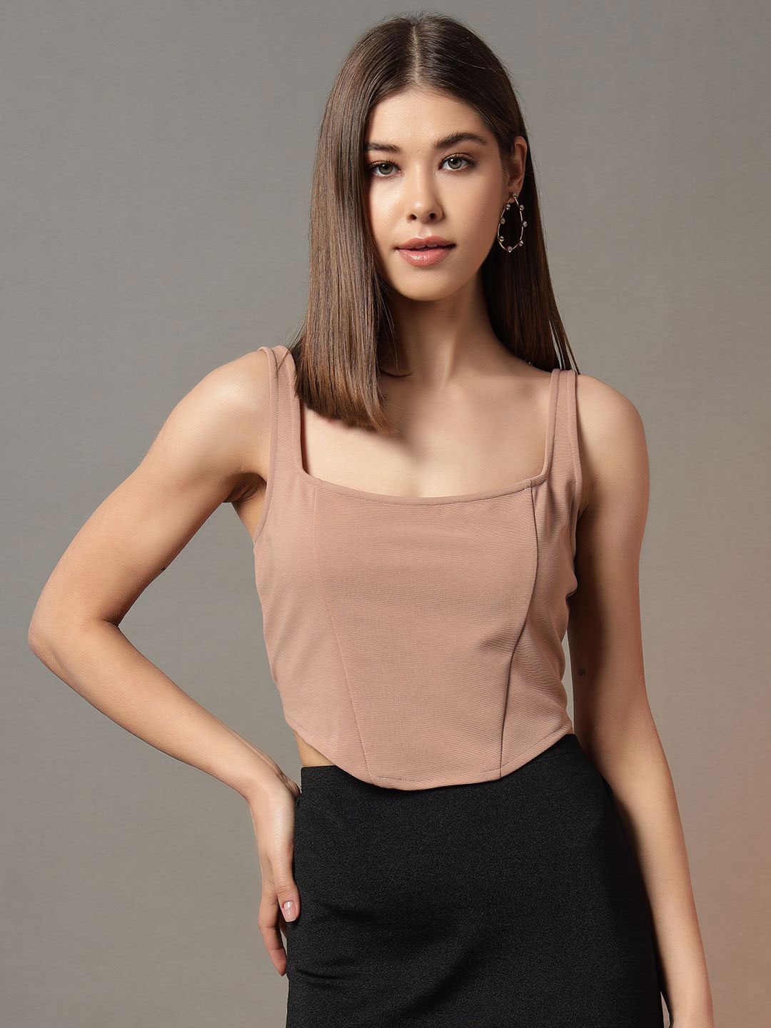 

BAESD Women Sleeveless Corset Crop Top, Beige