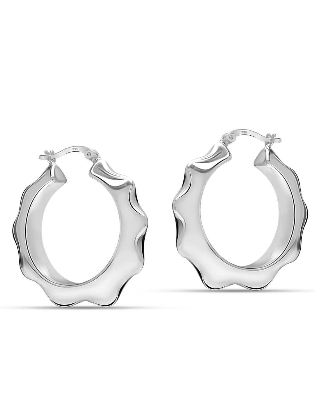 

LeCalla 925 Sterling Silver-Plated Round Faceted Circular Hoop Earrings