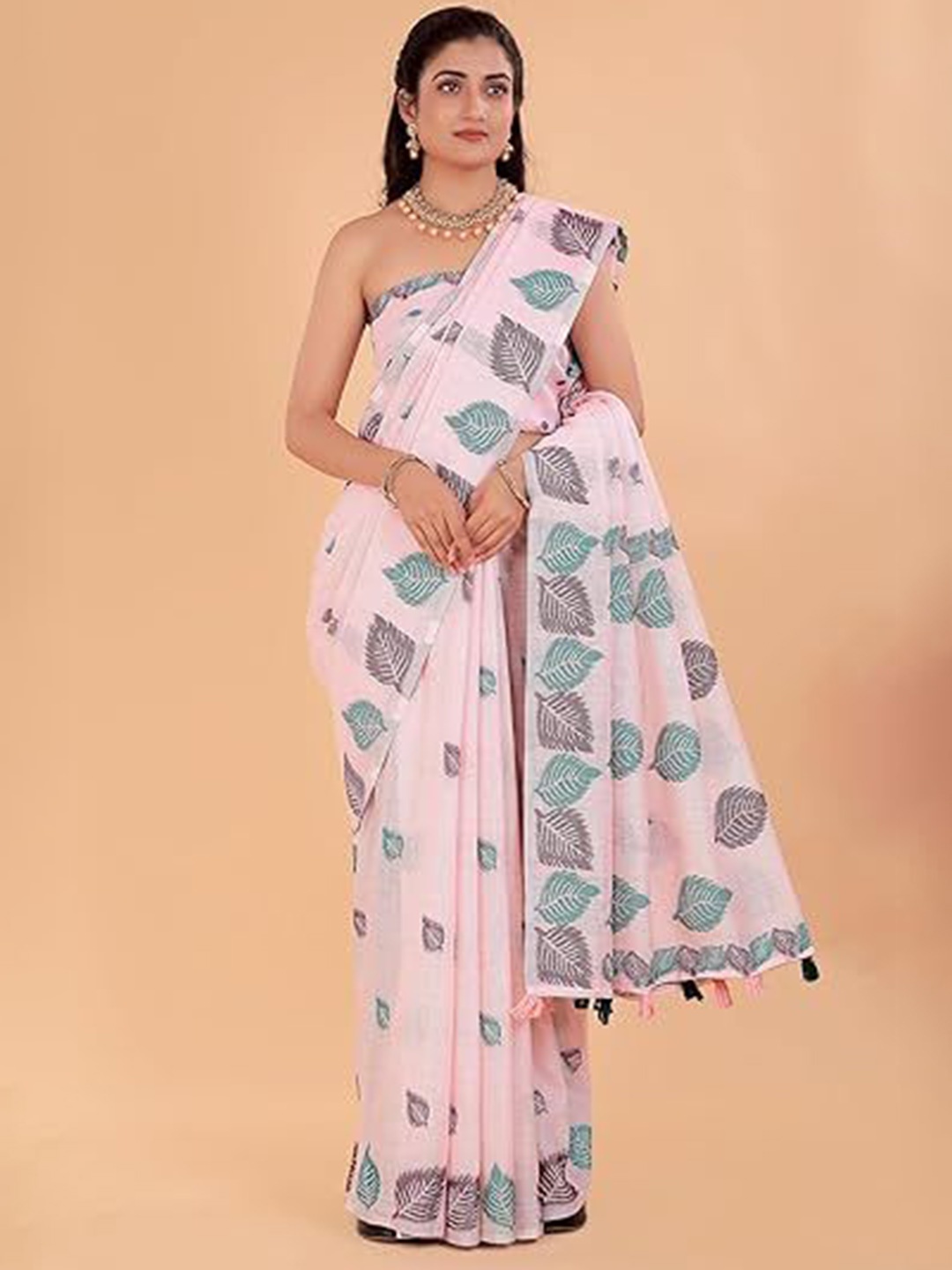 

NEGRONI Women Woven Design Saree, Pink