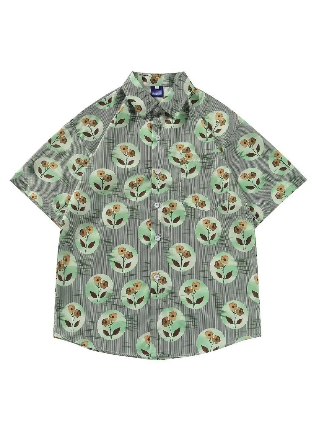 

StyleCast x Revolte Men Spread Collar Floral Printed Casual Shirt, Grey