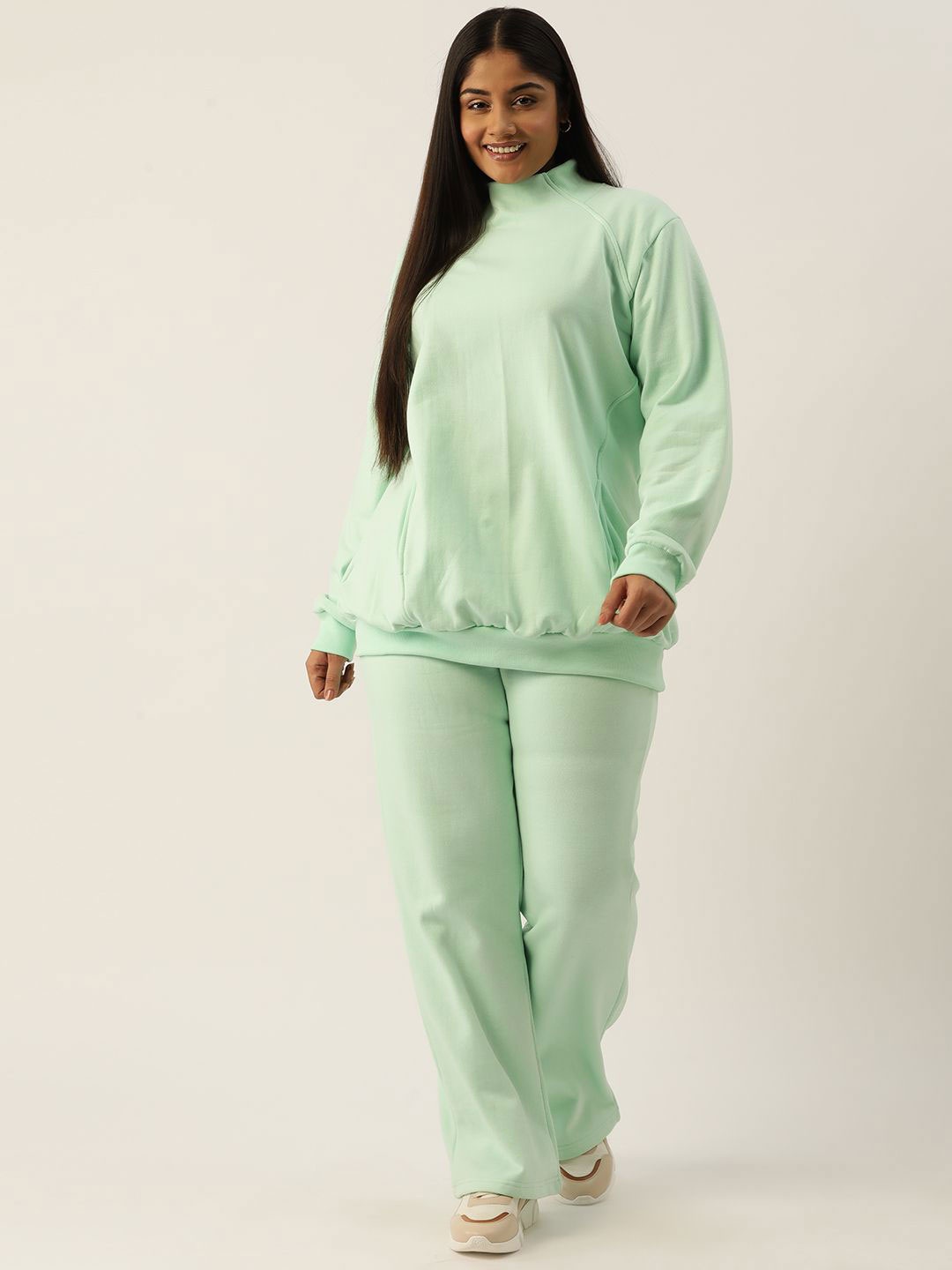 

theRebelinme High Neck Sweatshirt With Trouser, Sea green