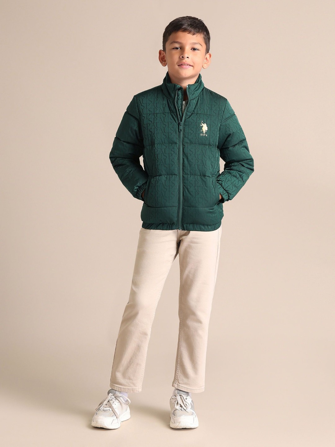 

U.S. Polo Assn. Kids Boys Brand Logo Puffer Jacket, Green