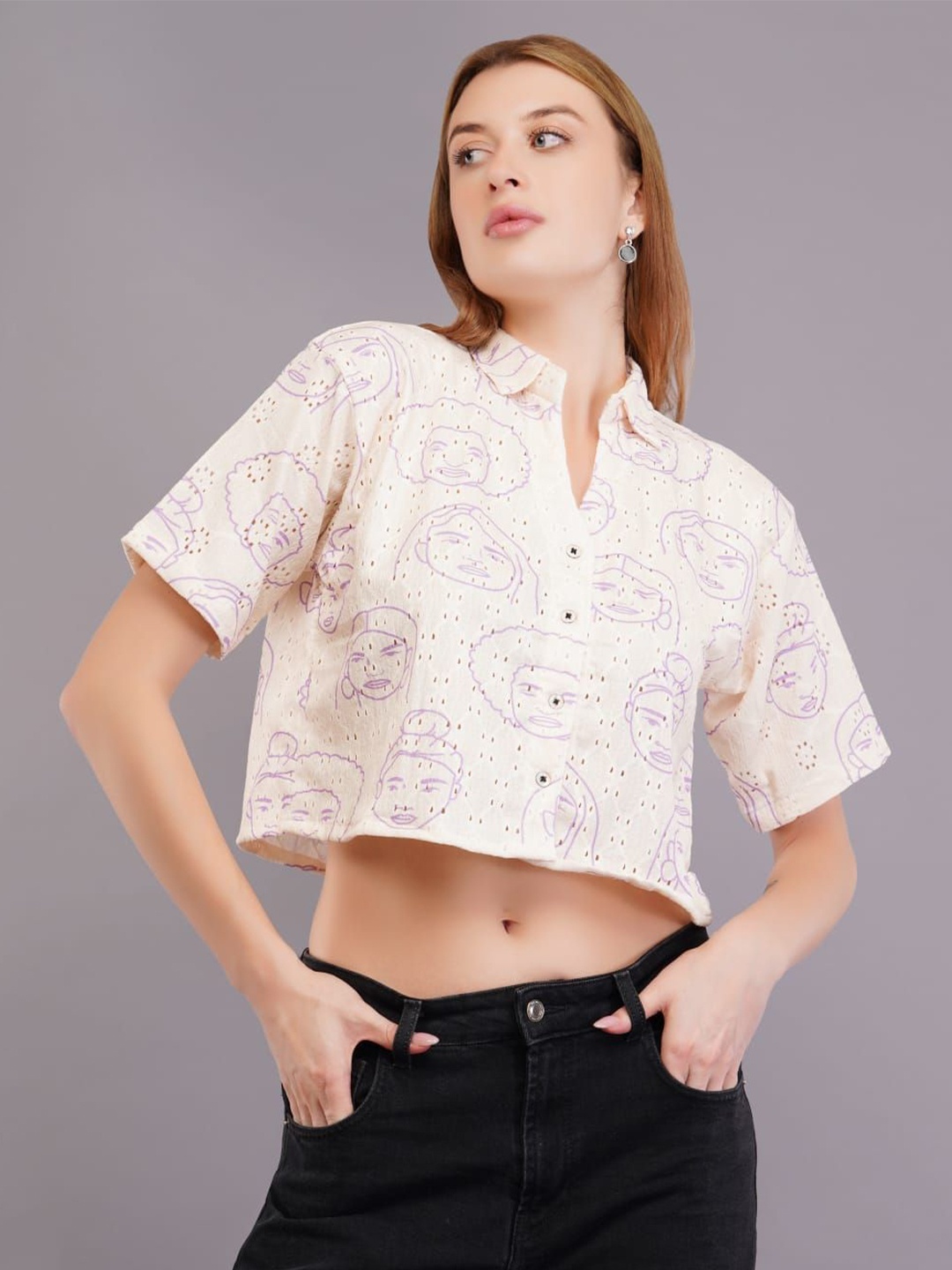 

HIGH BUY Women Smart Floral Opaque Casual Shirt, Purple
