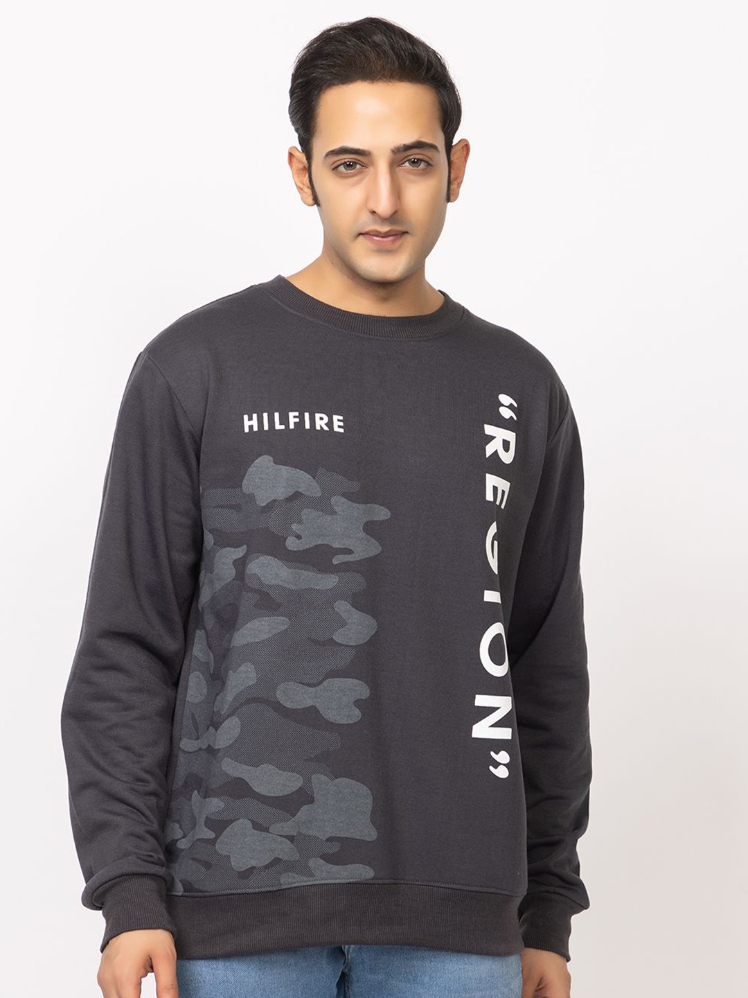 

HILFIRE REGION Men Printed Sweatshirt, Grey