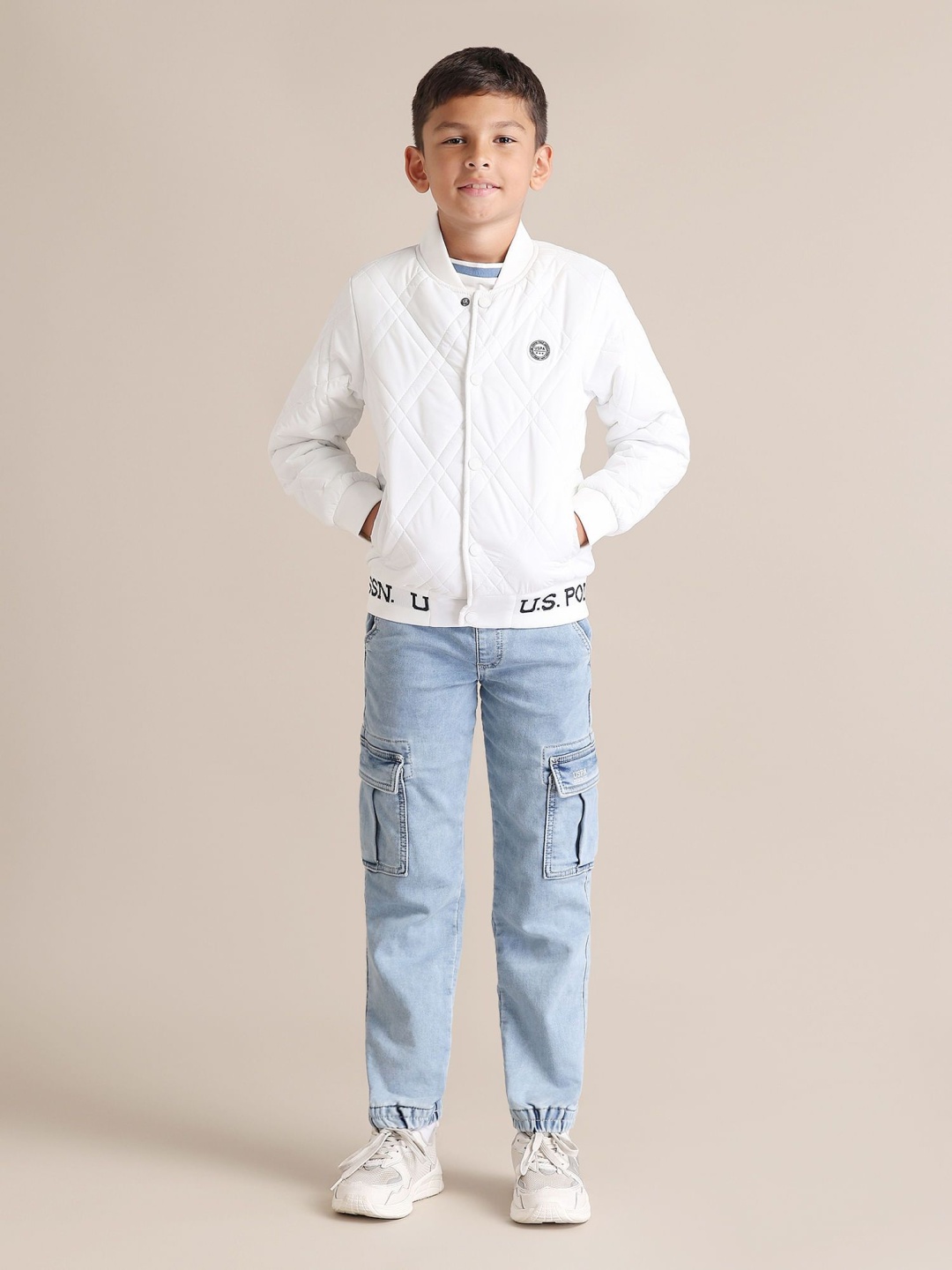 

U.S. Polo Assn. Kids Boys Brand Logo Quilted Jacket, White