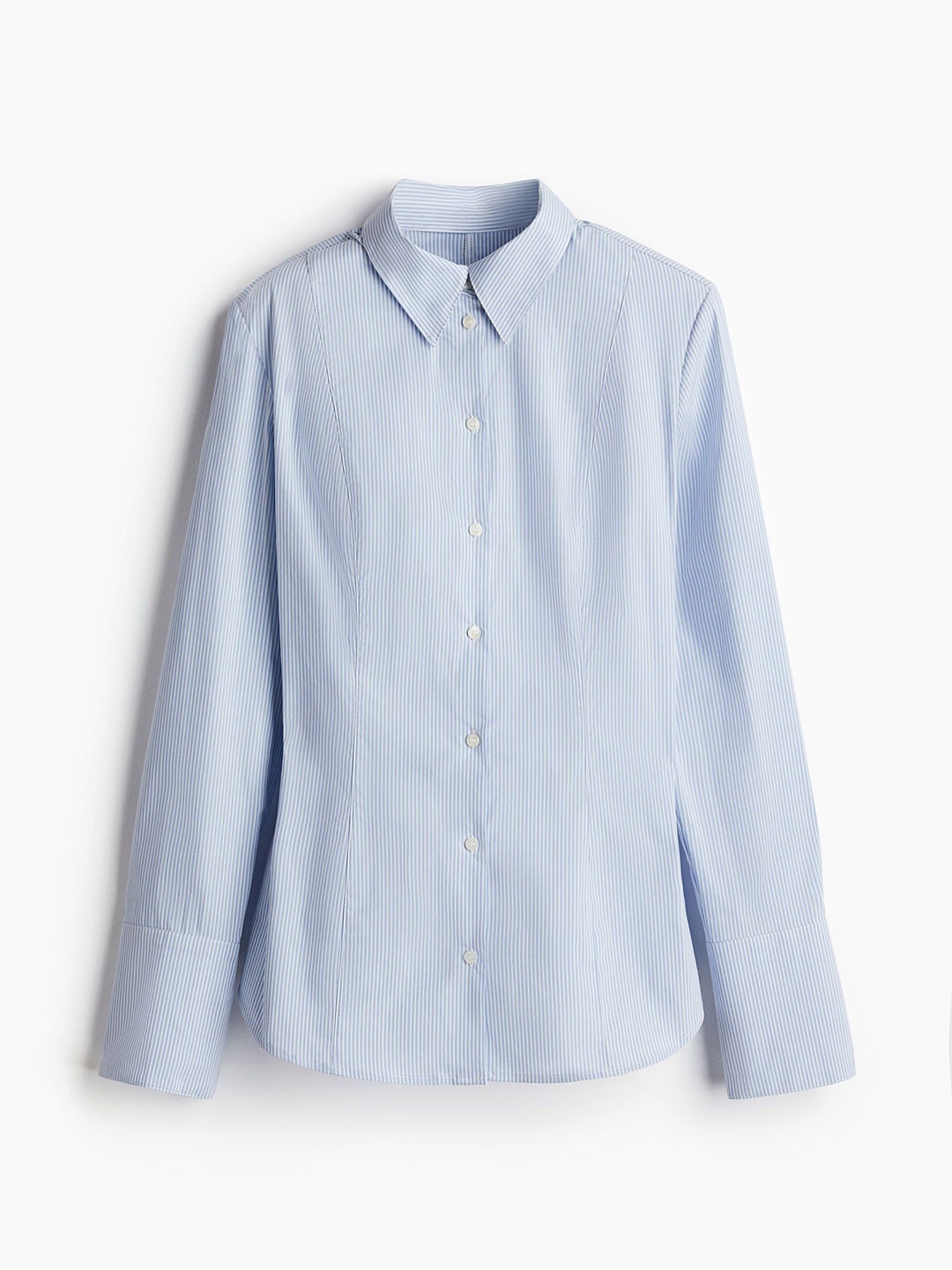 

H&M Shoulder-Pad Tapered-Waist Shirt, Blue