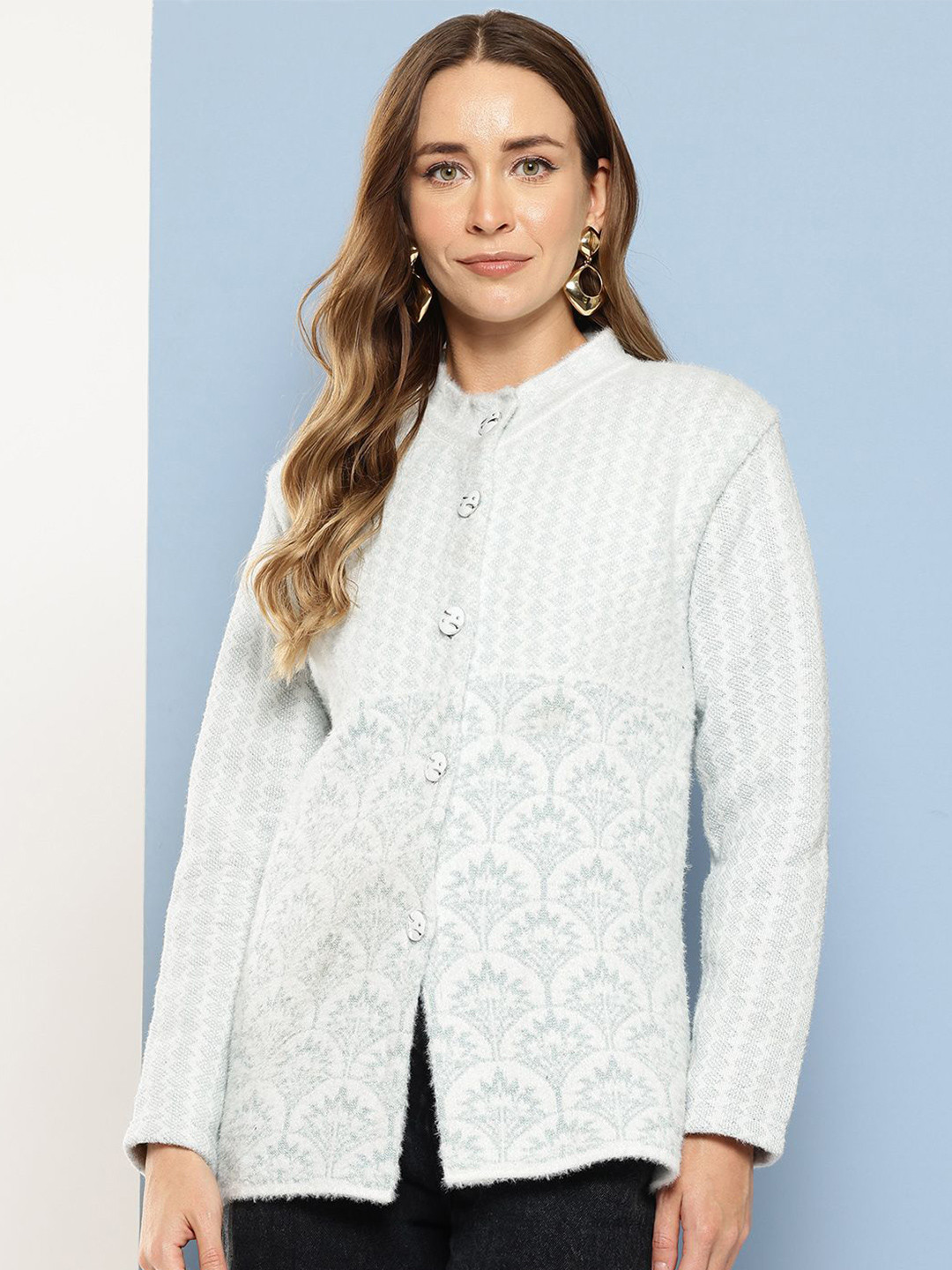 

BAESD Women Woollen Cardigan Sweater, Sea green