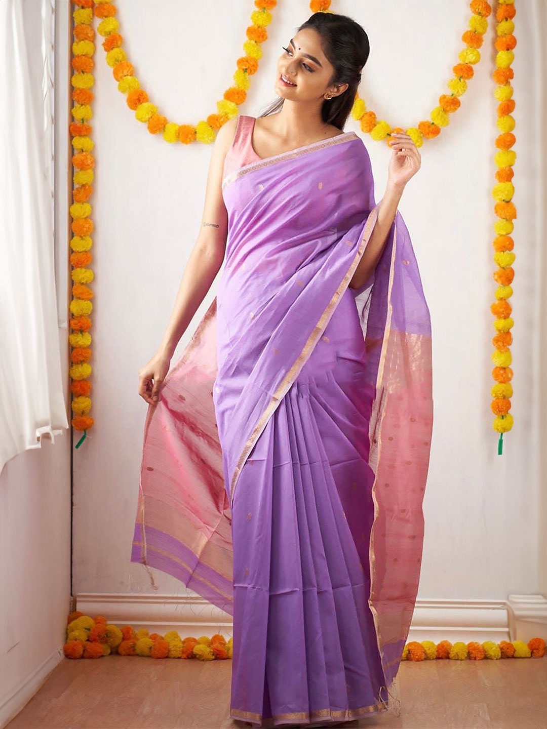 

bigben textile Woven Design Zari Banarasi Saree, Purple