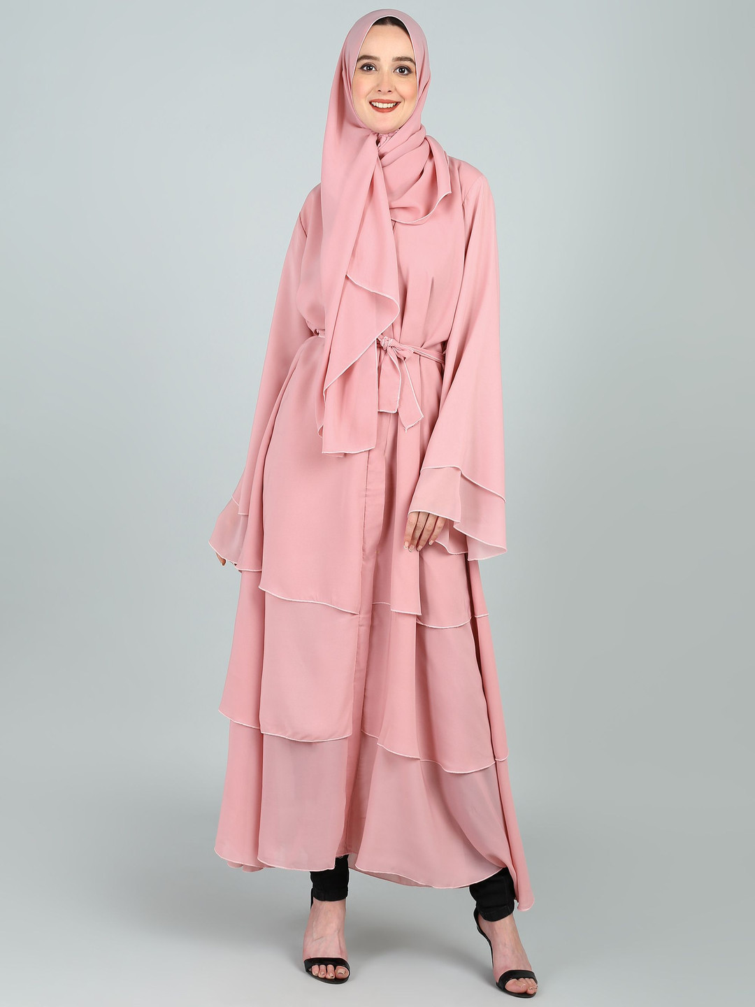 

BROKE BRAND Women Solid Long Sleeves Abaya Burqa, Pink