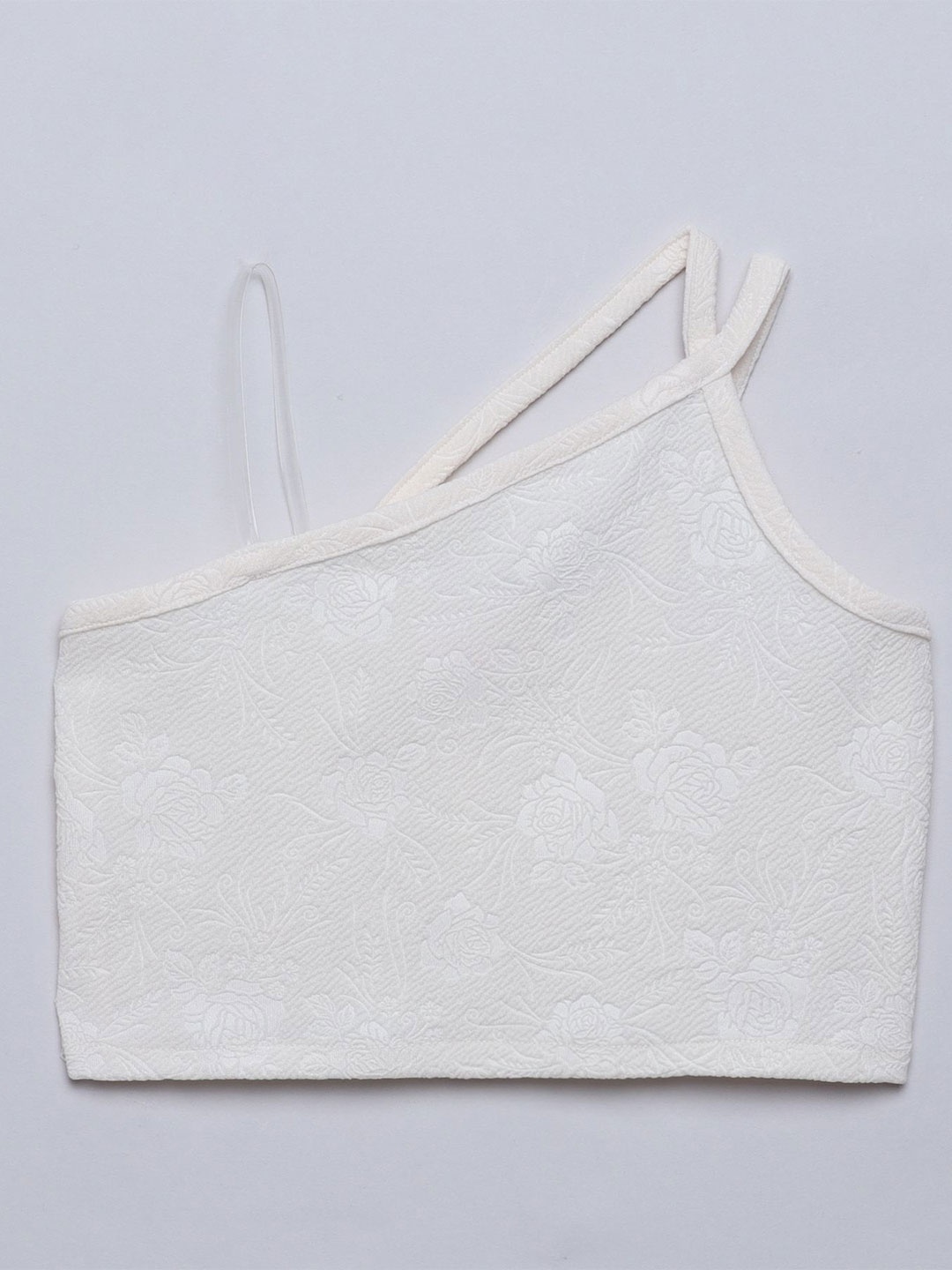 

taffykids Embellished One Shoulder Crop Top, Off white