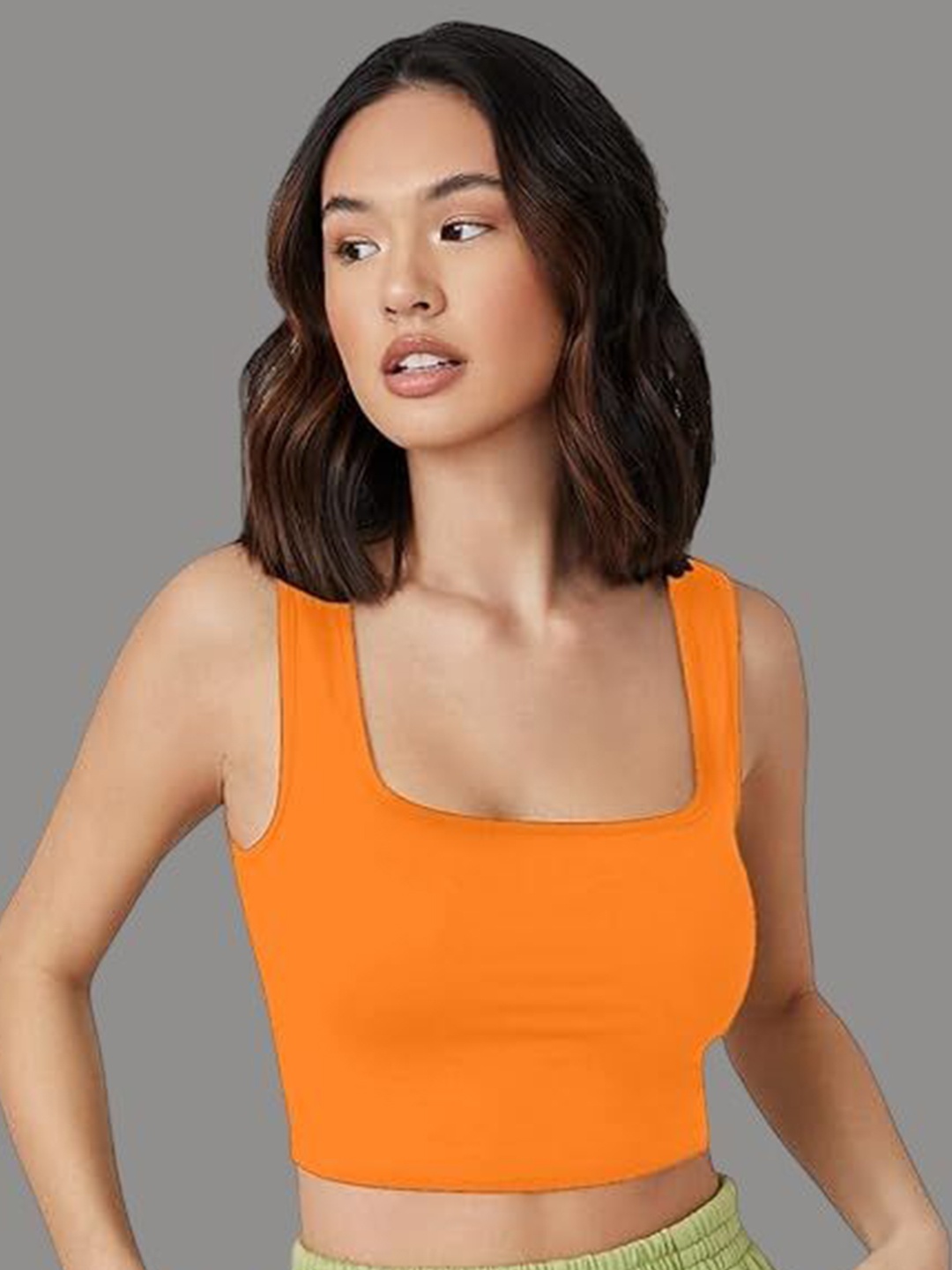 

SHAHVEER CREATION Women Cotton Blouson Crop Top, Mustard