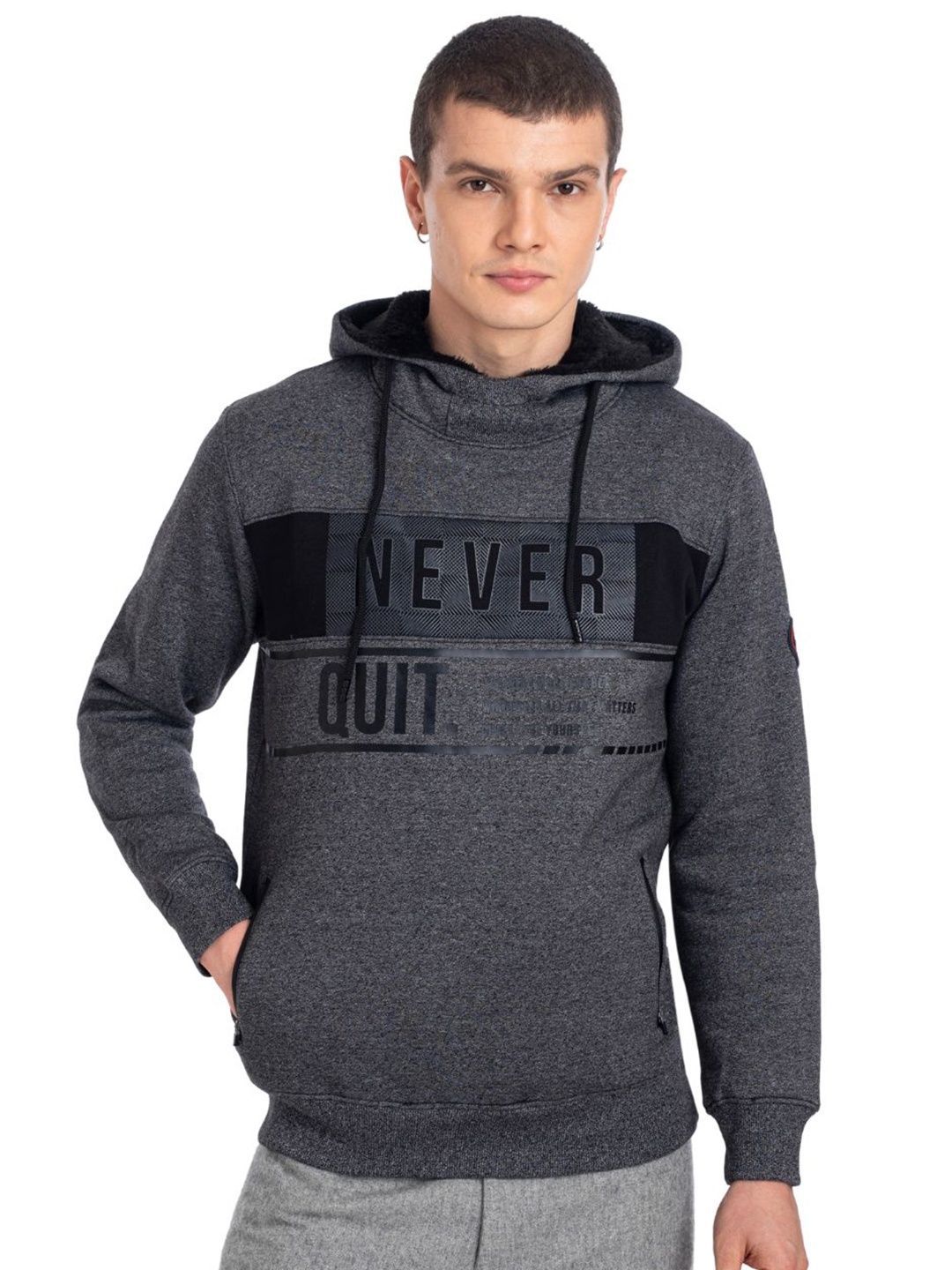 

AXMANN Men Hooded Knitted Sweatshirt, Black