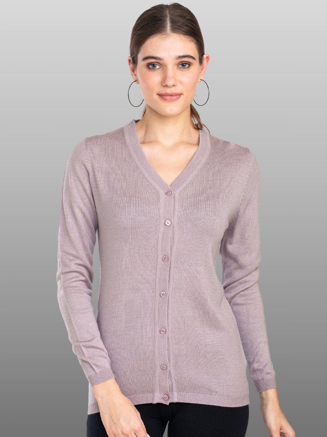 

Moda Elementi Women Woollen Cardigan, Mauve