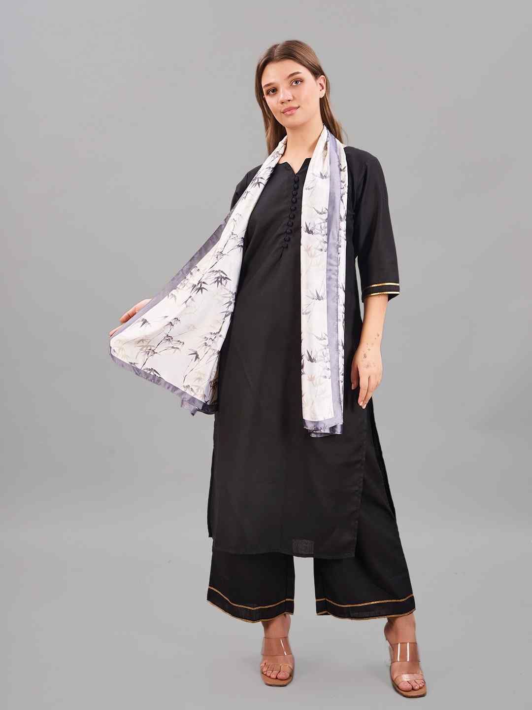 

Tossido Women Printed Stole, White