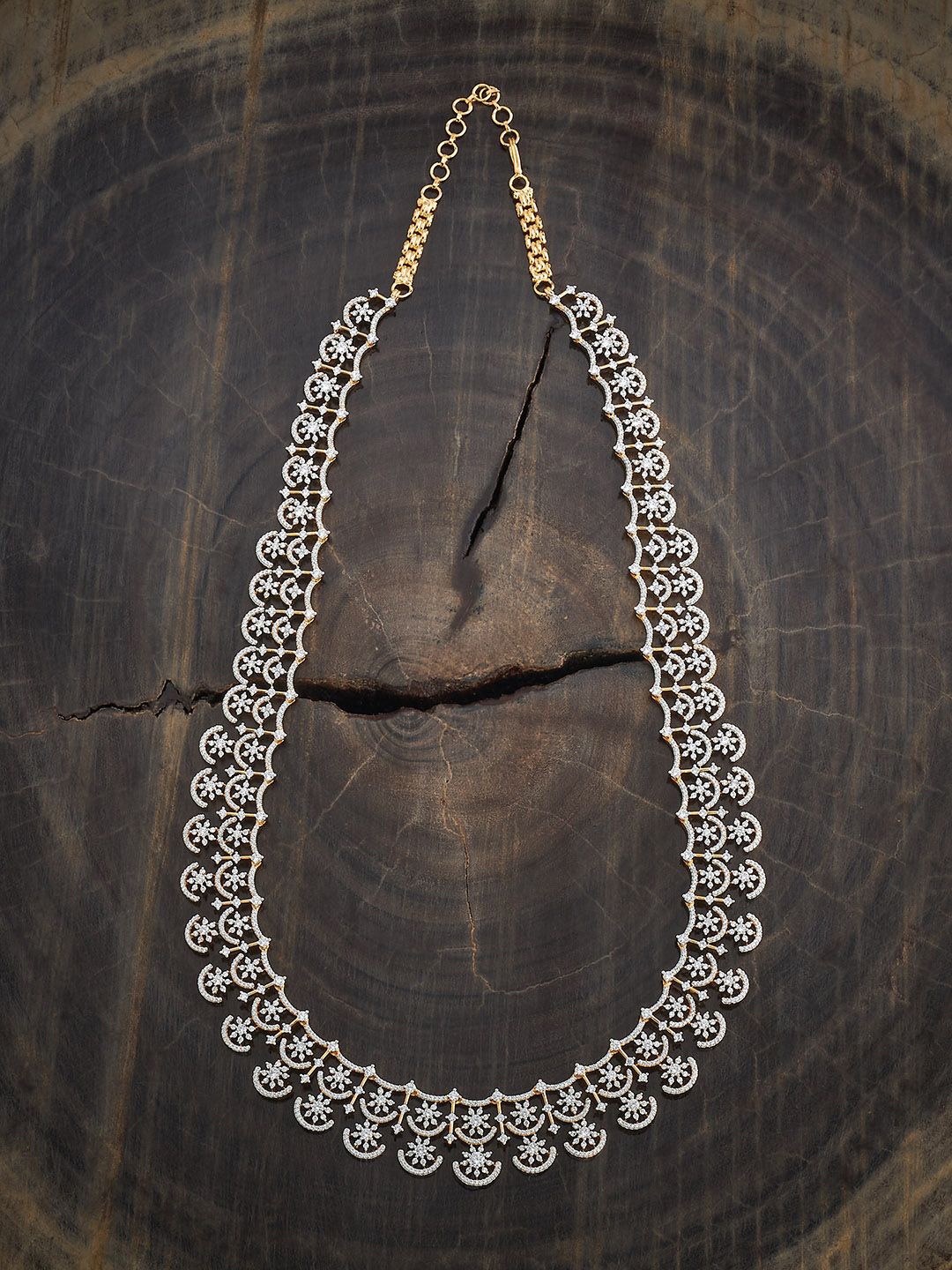 

Kushal's Fashion Jewellery Gold-Plated Zircon Stone Studded Statement Necklace