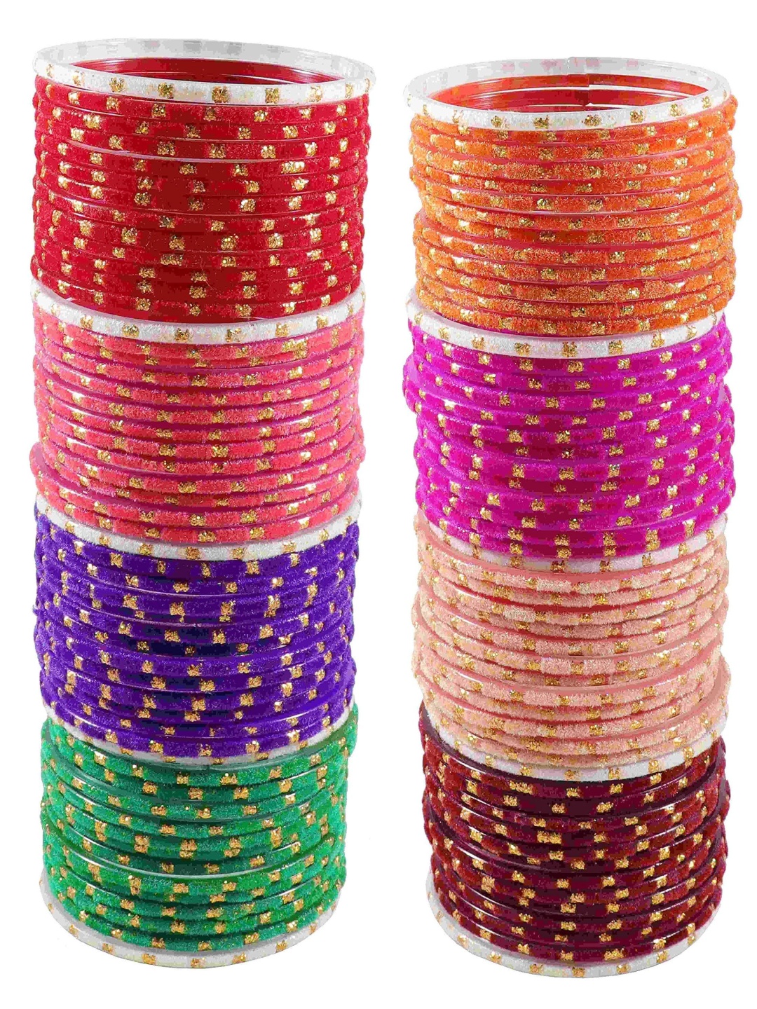 

ZULKA Set Of 106 Polka Dots Glass Bangles, Red