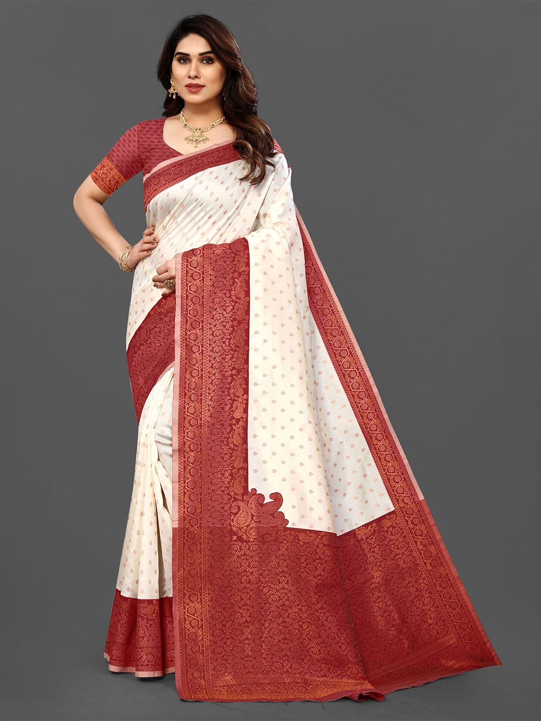 

ROYALTY RETAIL AND EXPORT Woven Design Zari Designer Banarasi Saree, Maroon