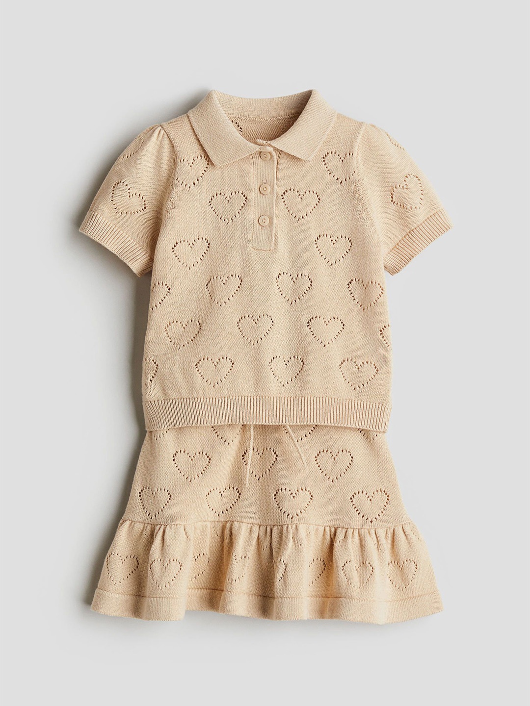 

H&M Girls 2-Piece Pattern-Knit Set, Beige