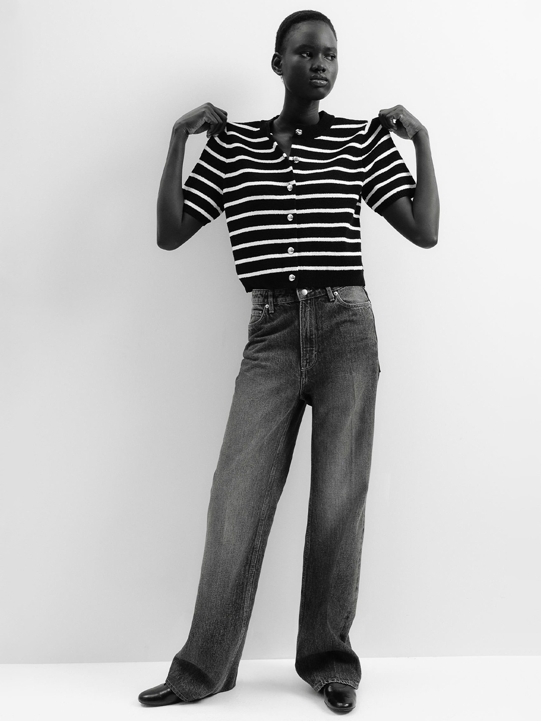 

H&M Short-Sleeved Cardigan, Black