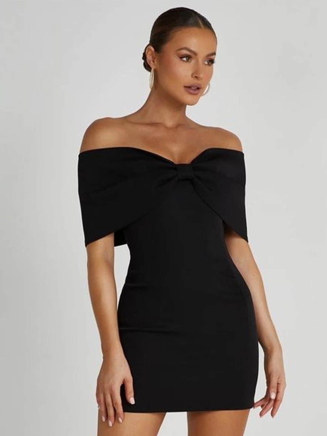 

LULU & SKY Off-Shoulder Bodycon Mini Dress, Black