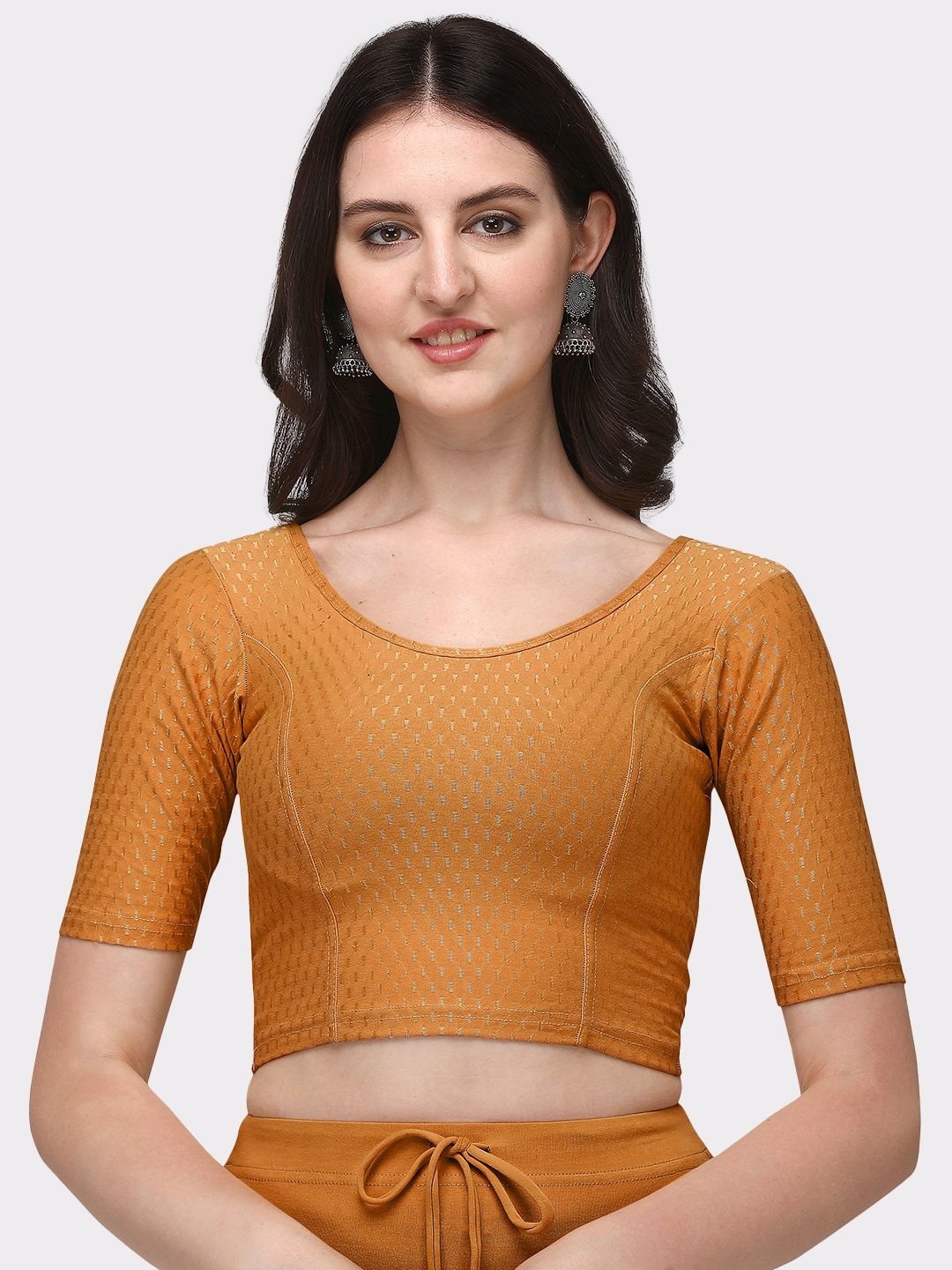 

Krimmple Self Design Cotton Saree Blouse, Beige