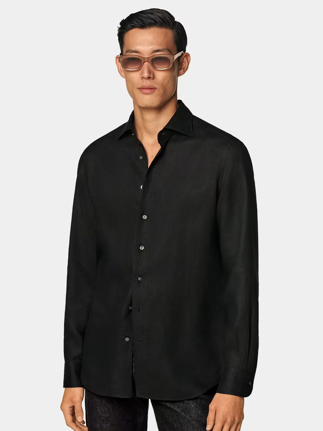 

SHANLIYA Men Classic Opaque Casual Shirt, Black