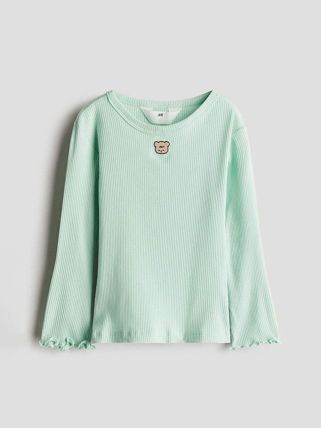 

H&M Embroidery-Detail Jersey Top, Green