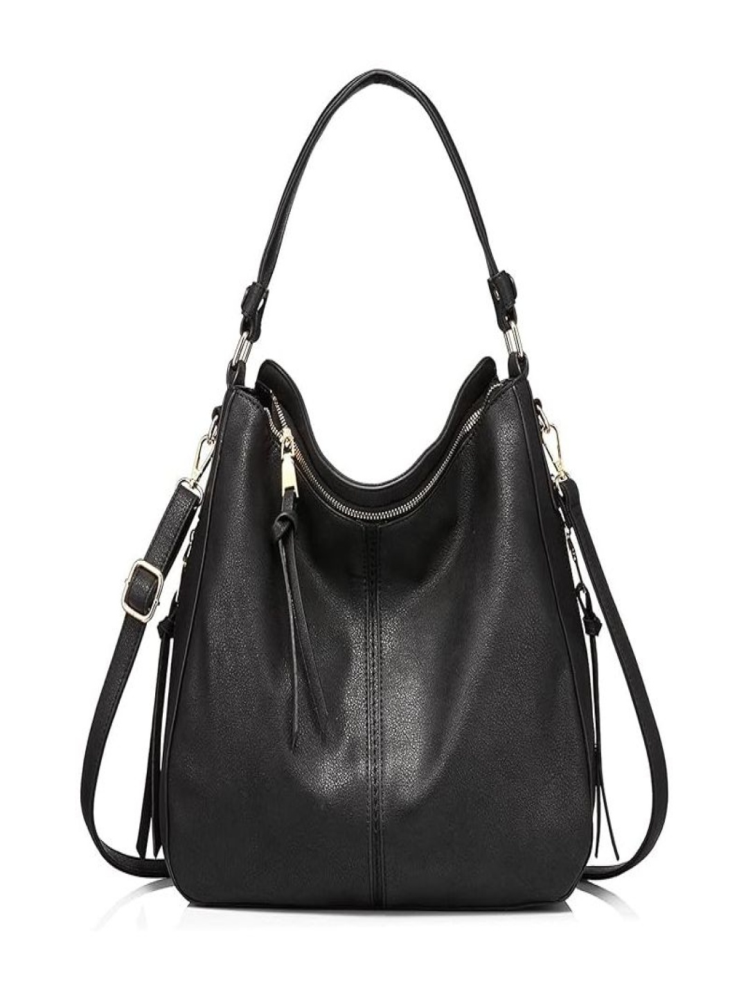 

Womanix Women Textured Bucket Hobo Bag, Black