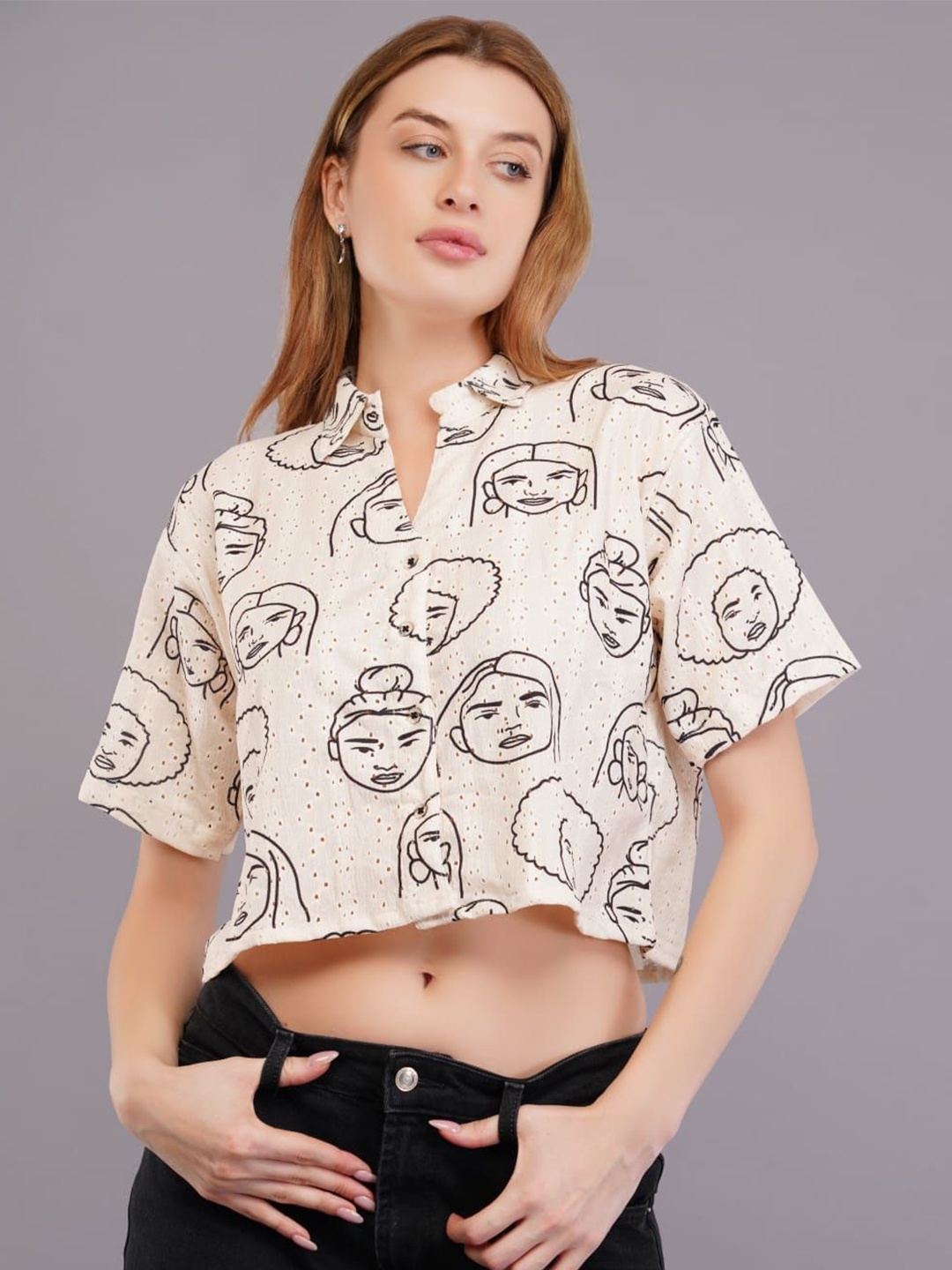 

HIGH BUY Women Smart Opaque Printed Casual Shirt, Black