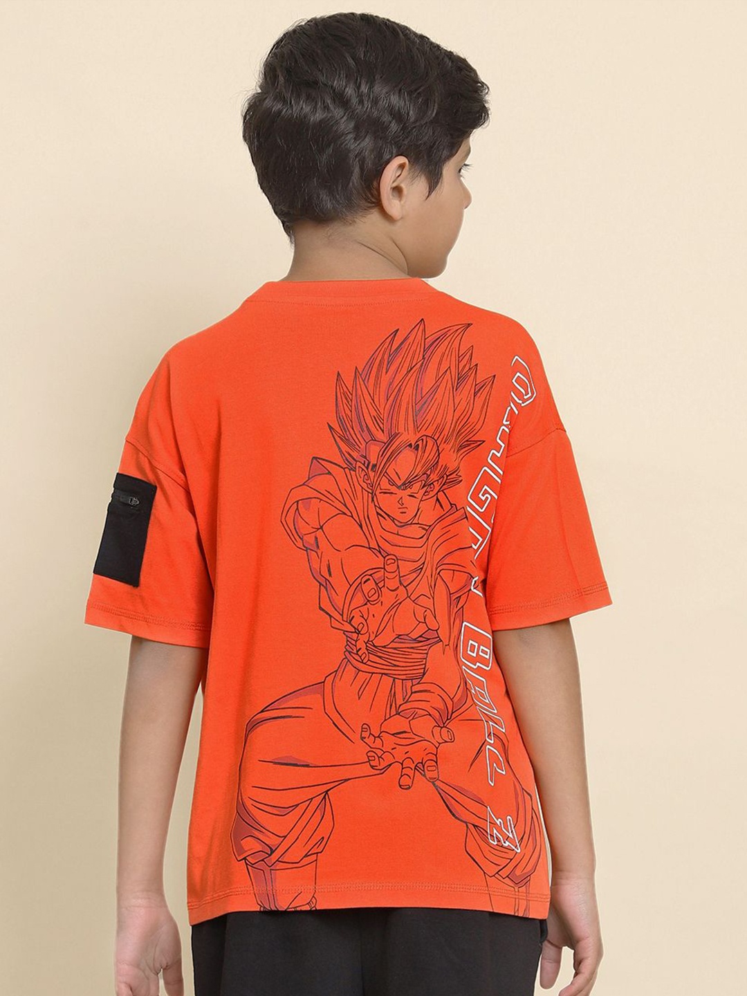 

Kids Ville Dragon Ball Z Printed Oversize T-shirt For Boys, Orange