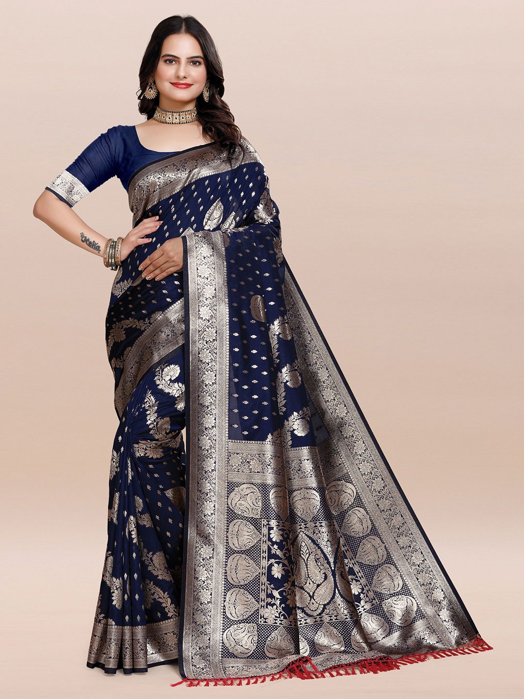 

TORONFRAS Woven Design Zari Banarasi Saree, Blue