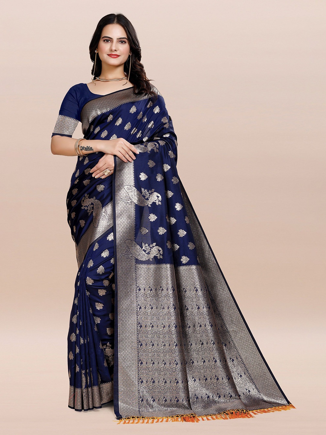 

TORONFRAS Woven Design Zari Banarasi Saree, Blue