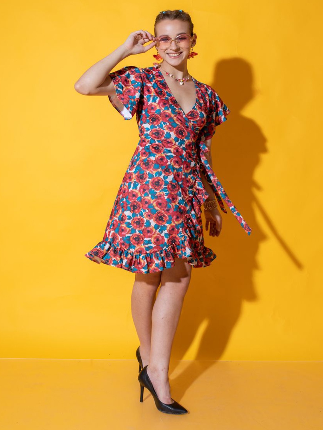 

DressBerry Floral Print A-Line Dress, Pink