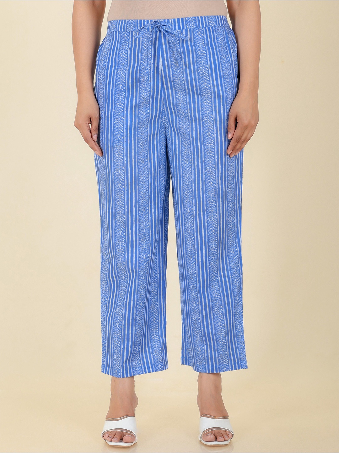 

Aramya Women Cotton Striped Ethnic Palazzos, Blue
