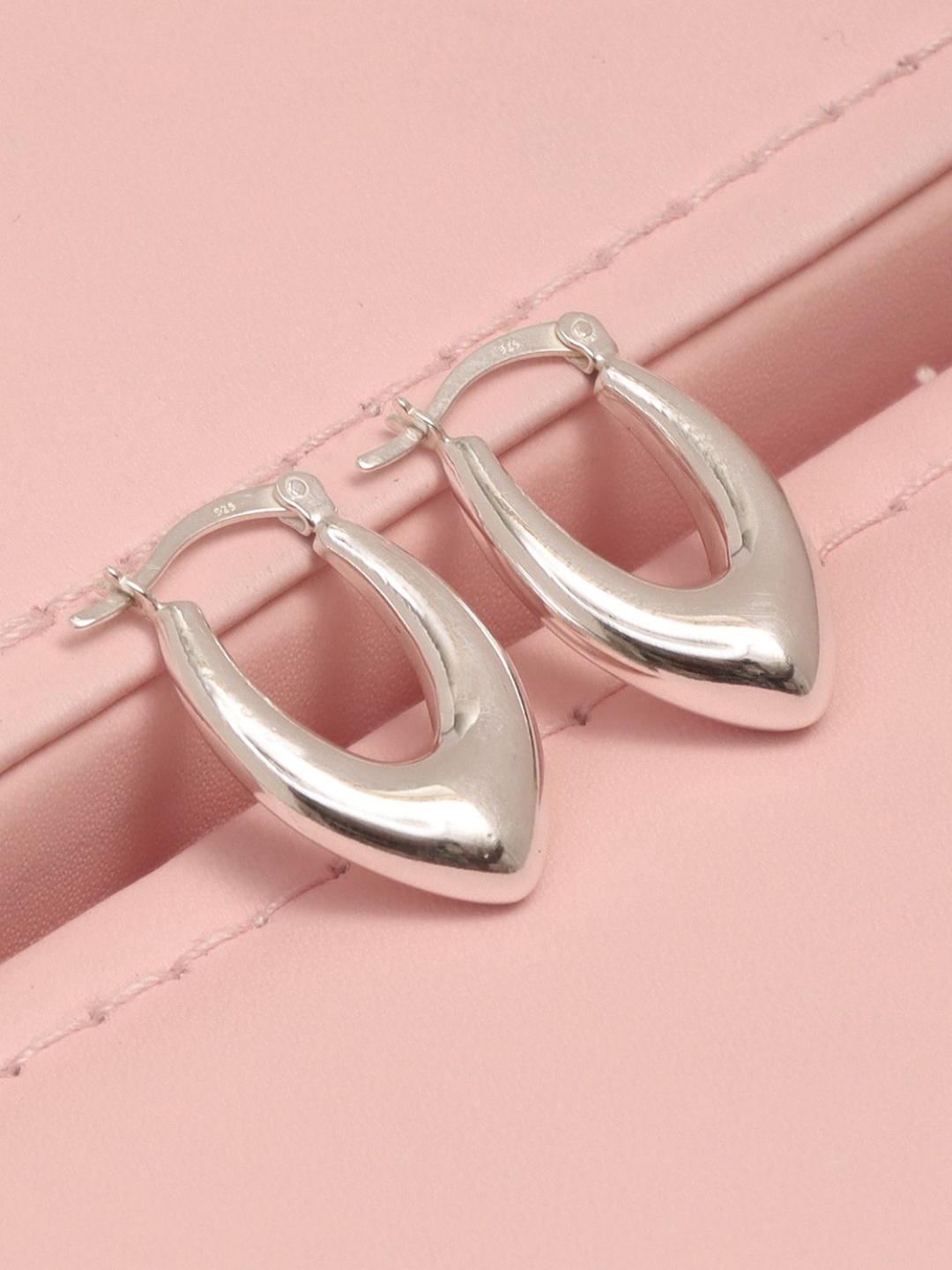 

LeCalla Sterling Silver Plated Contemporary Shaped Hoop Earrings