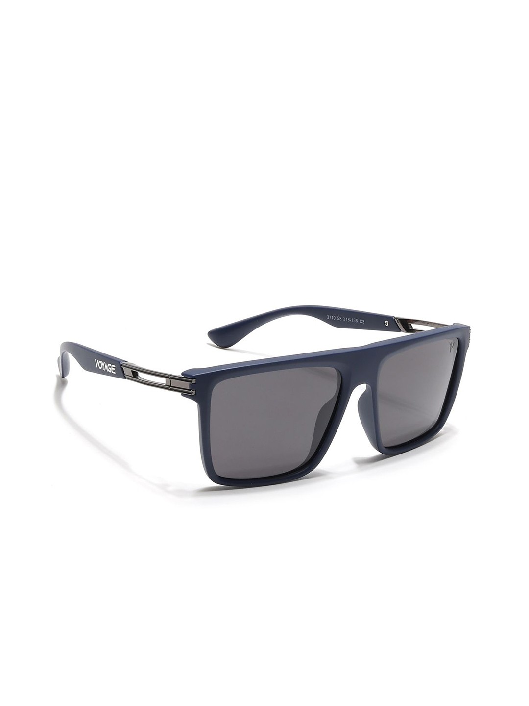 

Voyage Unisex Square Polarized Sunglasses 3119PMG6595, Black